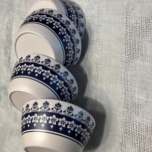 martha stewart Round Bamboo Fiber Bowls Set Of 4 Blue Floral